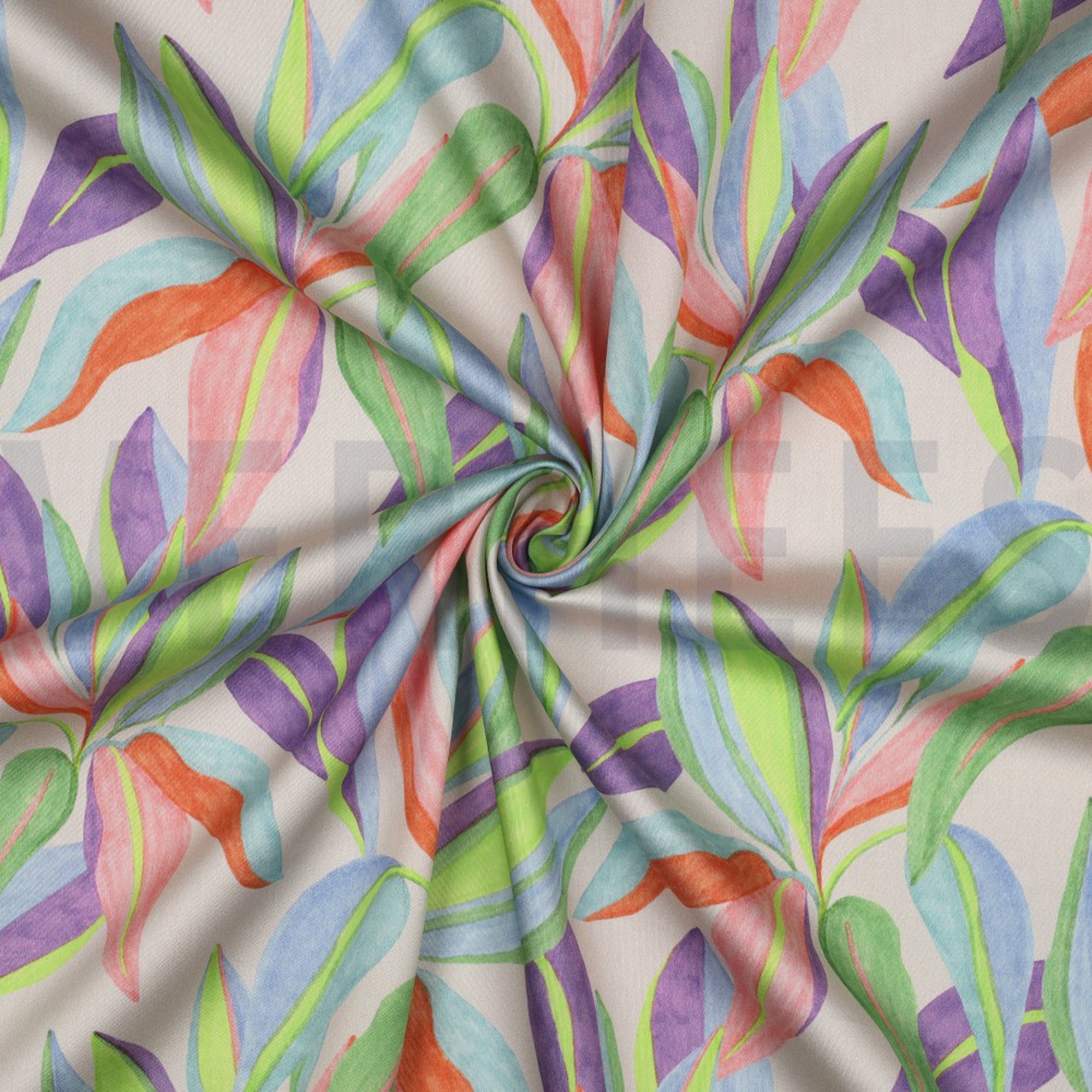 COTTON SATIN DIGITAL LEAVES ECRU (high resolution) #3