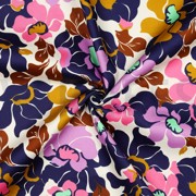 COTTON SATIN ABSTRACT FLOWERS NAVY / PINK (thumbnail) #3