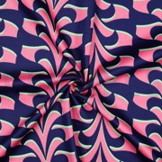 COTTON SATIN ABSTRACT FLOWERS NAVY (thumbnail) #3
