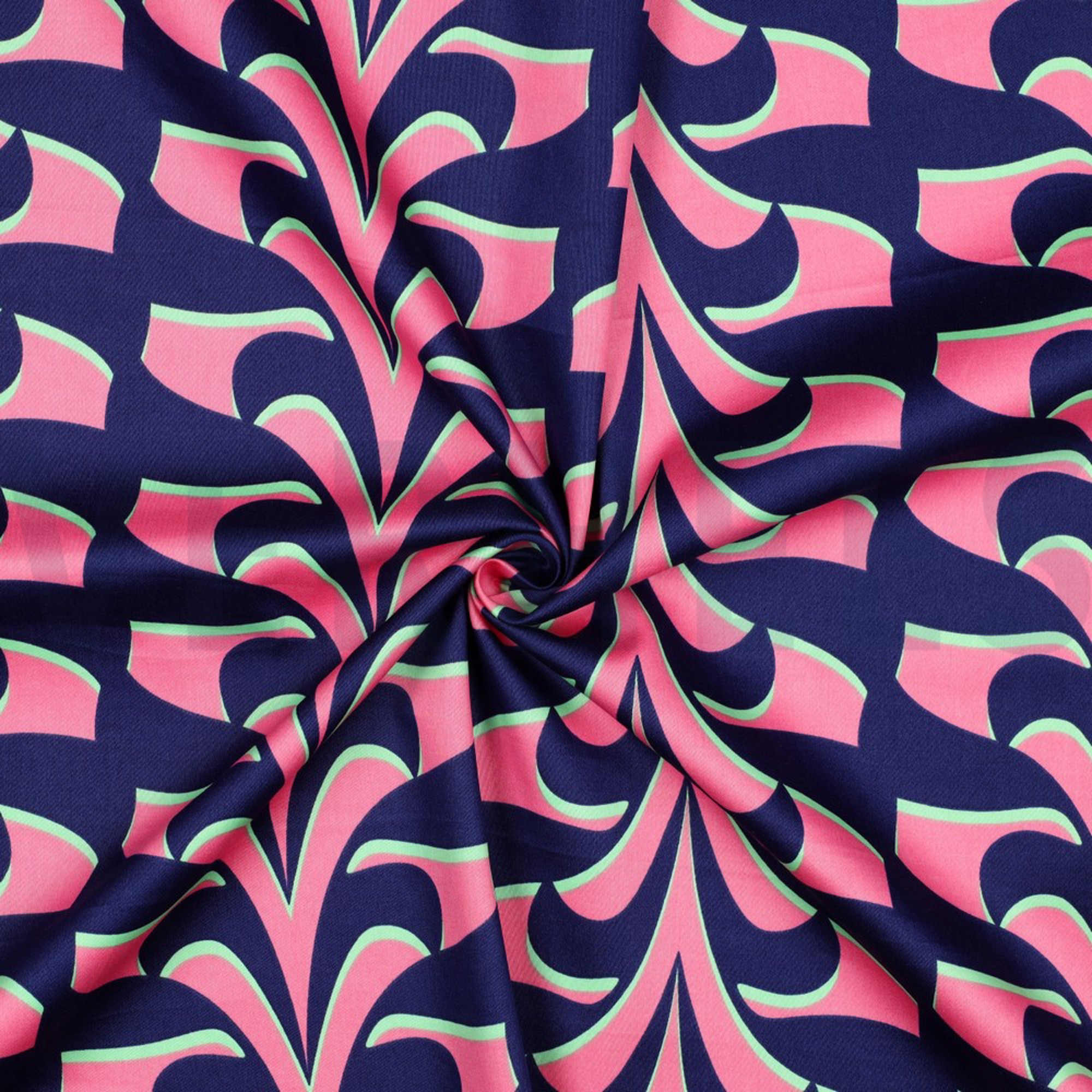COTTON SATIN ABSTRACT FLOWERS NAVY (high resolution) #3