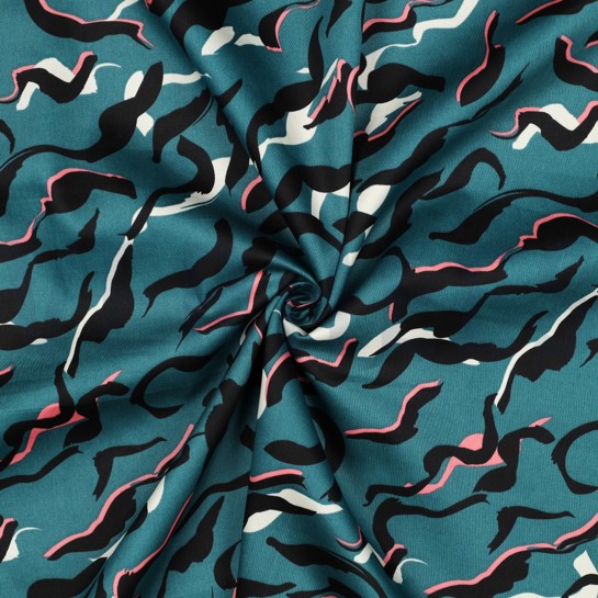 KATOEN SATIJN DIERENHUID PETROL #7