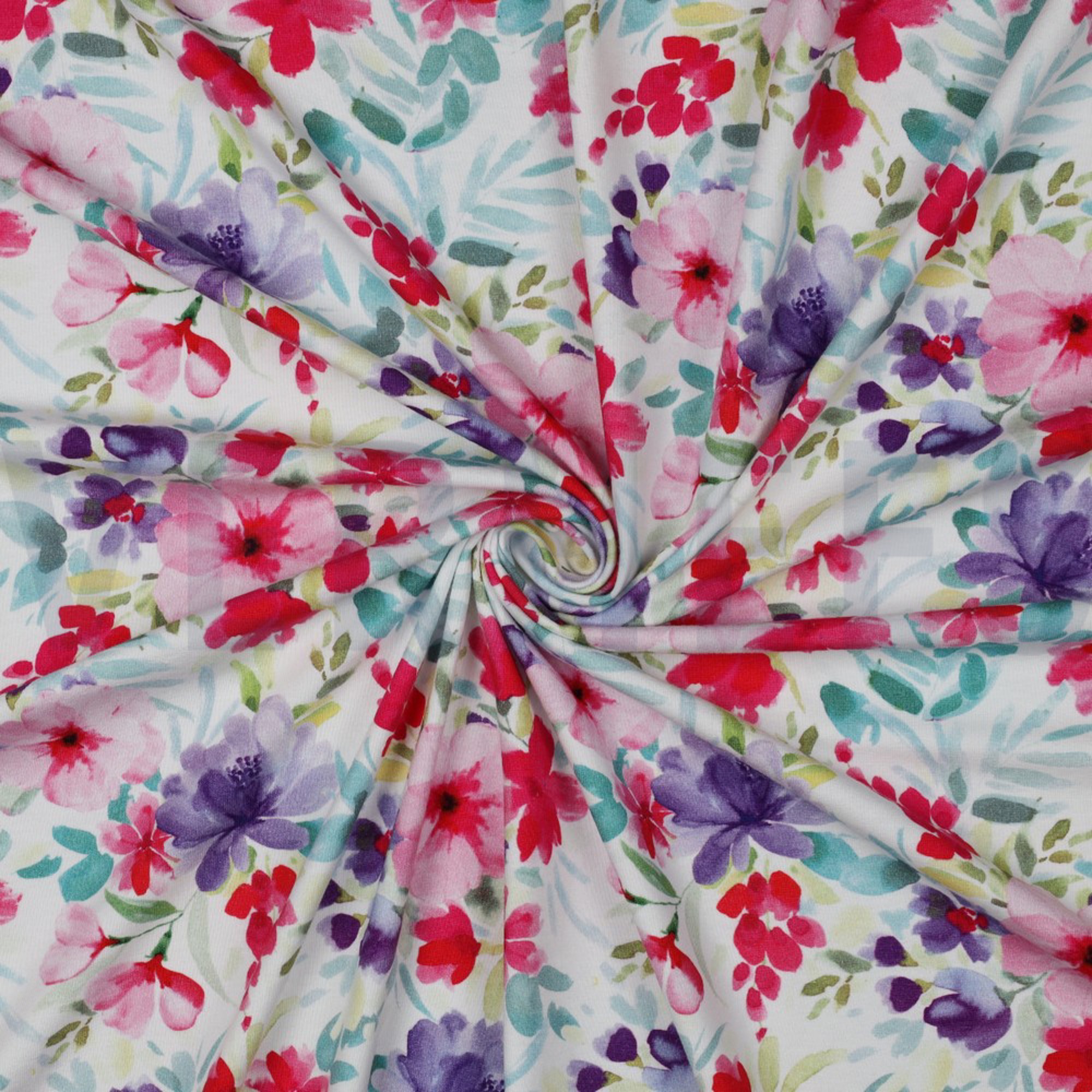 JERSEY DIGITAL AQUAREL FLOWERS WHITE (high resolution) #3