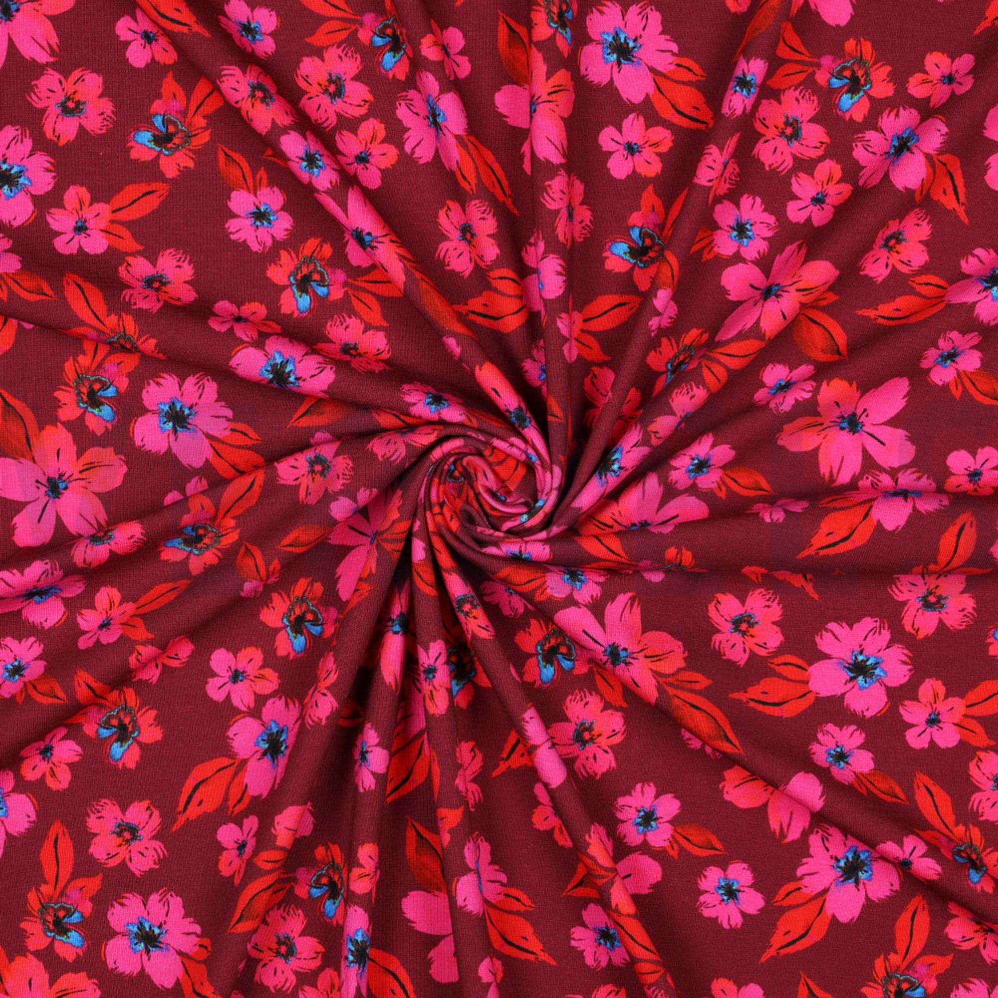 JERSEY DIGITAL FLOWERS PINK / RED (high resolution) #3