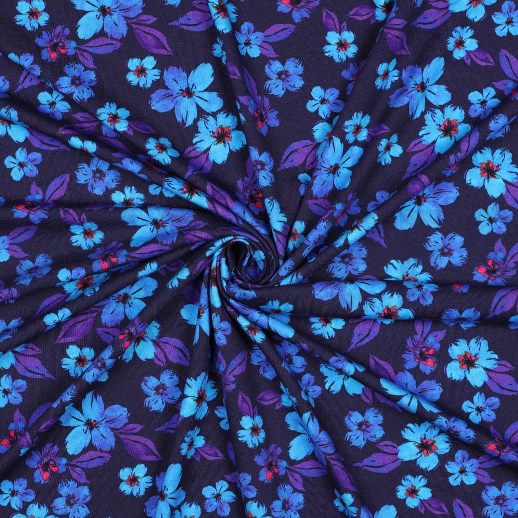 JERSEY DIGITAL FLOWERS BLUE / PURPLE #3