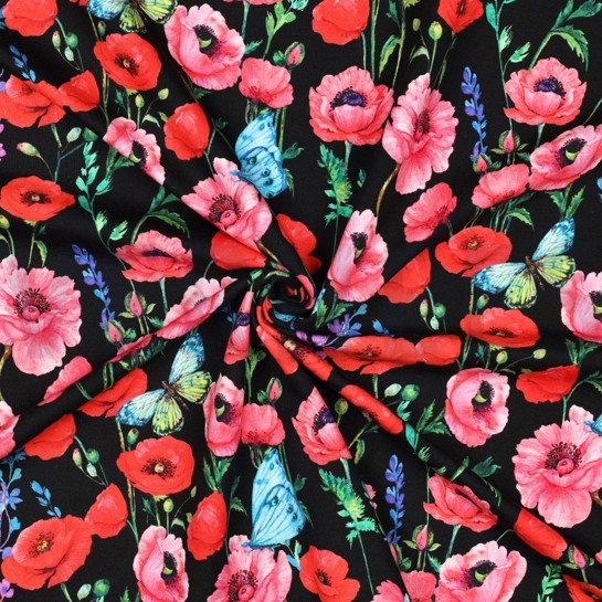FRENCH TERRY DIGITAL FLEURS NOIR #7