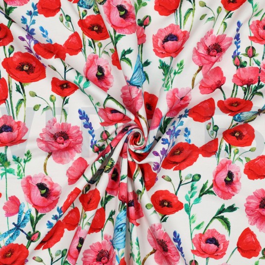 FRENCH TERRY DIGITAL FLEURS BLANC #7