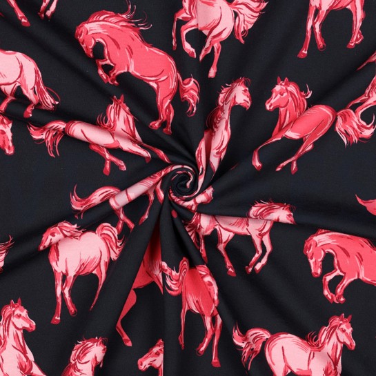 FRENCH TERRY DIGITAL CHEVAUX BLEU MARINE #7