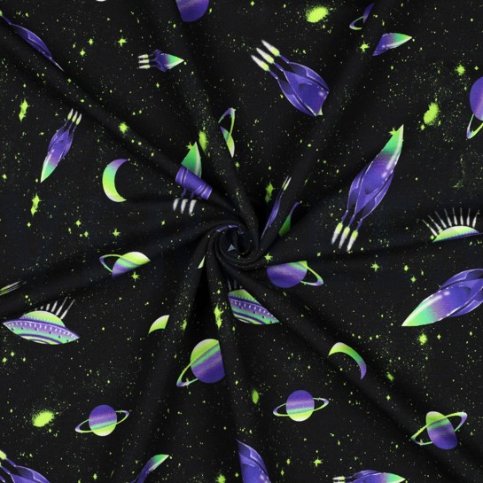 FRENCH TERRY DIGITAL WELTALL SCHWARZ #7