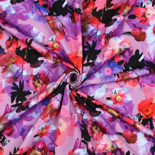 FRENCH TERRY DIGITAAL BLOEMEN LAVENDEL #7