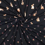 JERSEY DIGITAL RABBITS AND FLOWERS NAVY (thumbnail) #3
