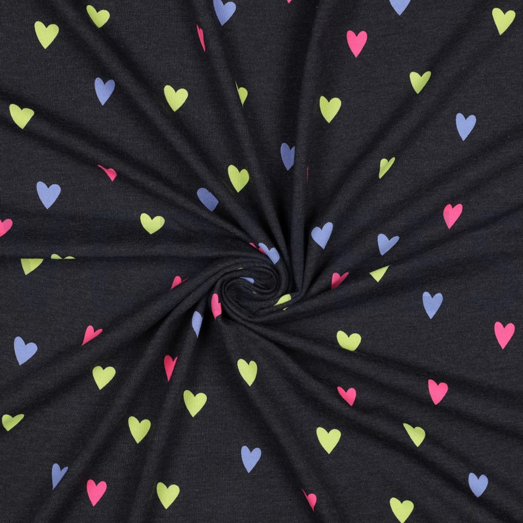 JERSEY MELANGE NEON HEARTS INDIGO MELANGE #3