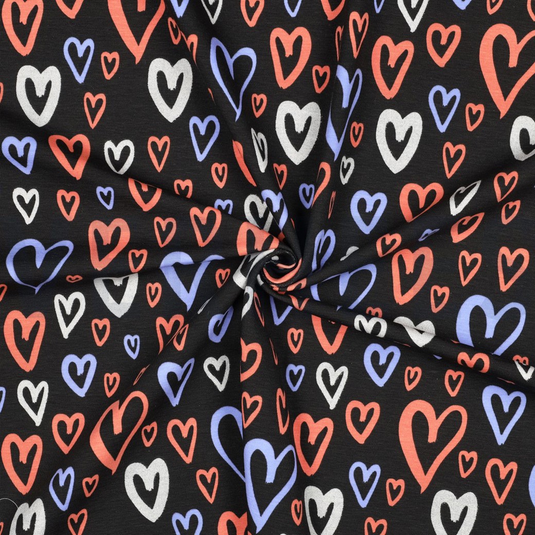 JERSEY GLITTER HEARTS BLACK #3
