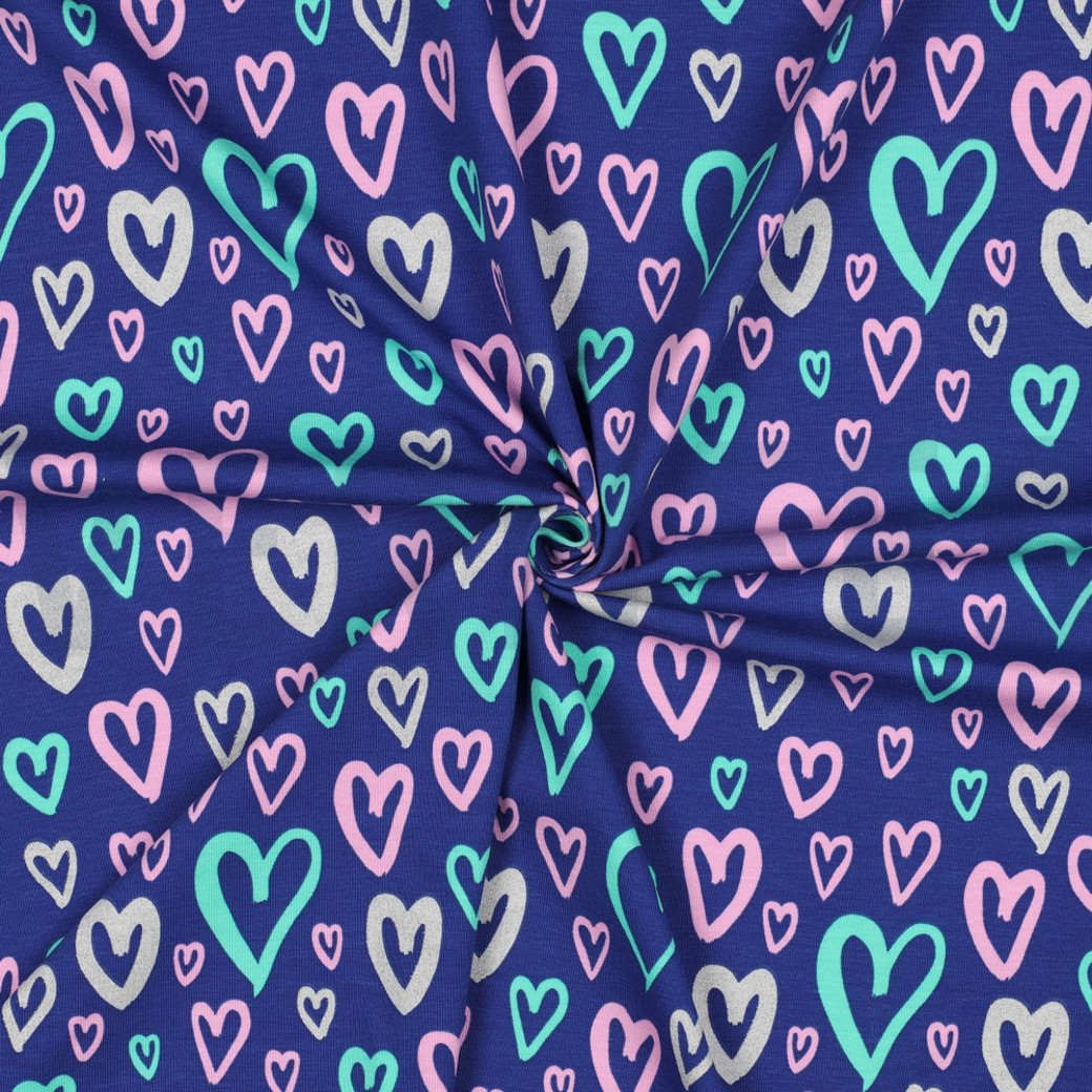 JERSEY GLITTER HEARTS COBALT #3