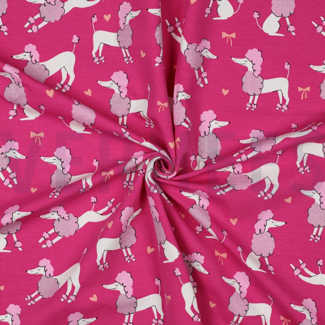 JERSEY GLITTER POODLES FUCHSIA #3