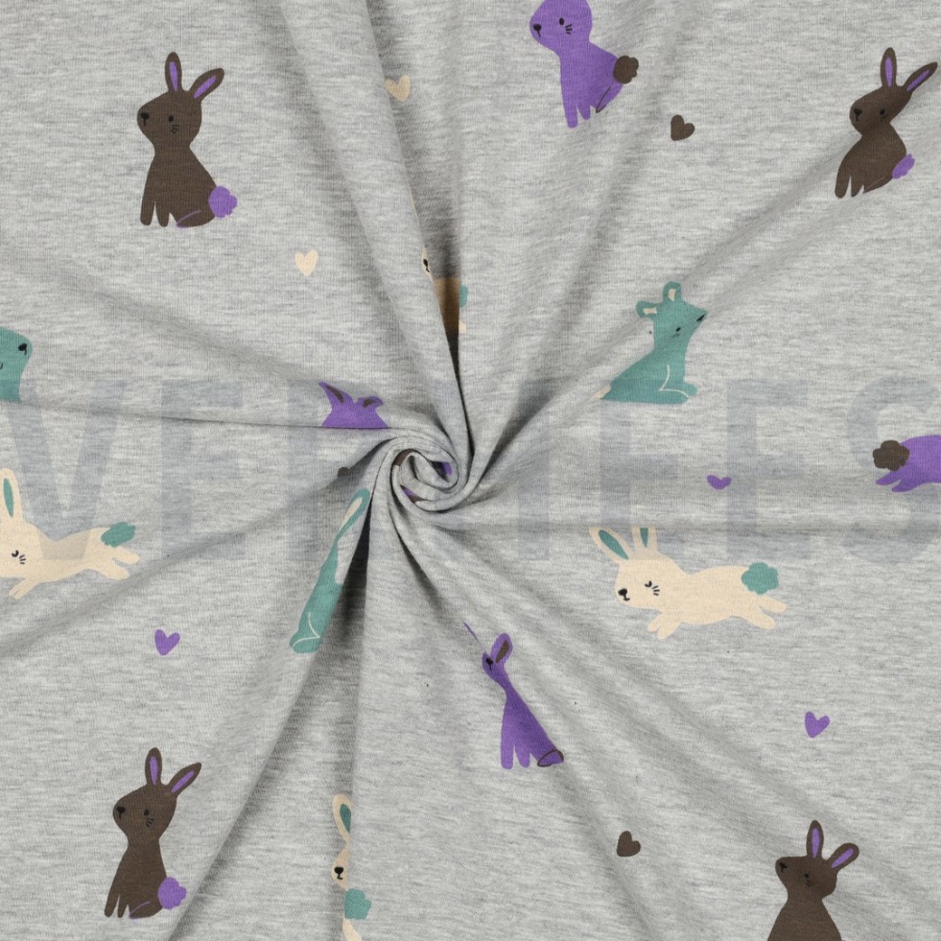 JERSEY MELANGE BUNNIES LIGHT GREY MELANGE #3
