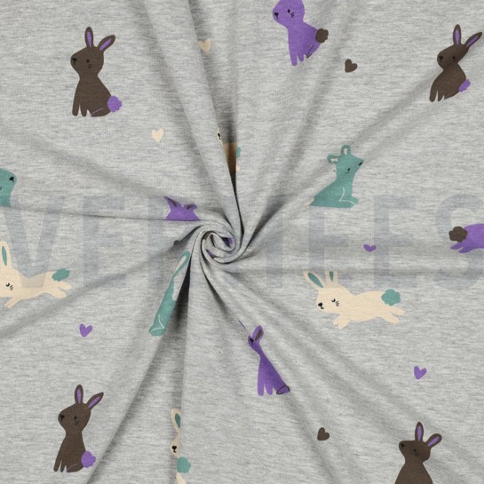 JERSEY MELANGE KONIJNEN LICHTGRIJS GEMÊLEERD #7