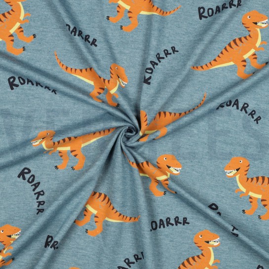 JERSEY MELANGE DINOSAURS SMOKE BLUE MELANGE #7