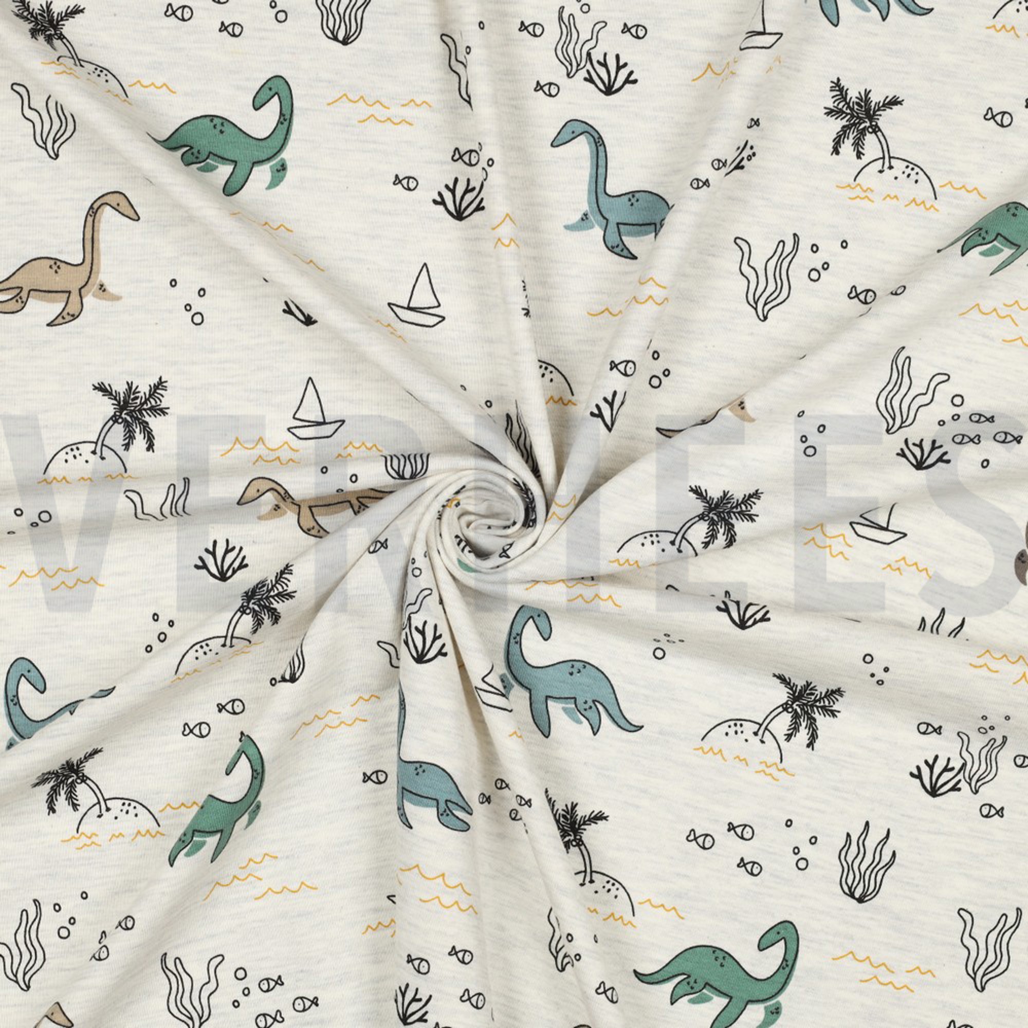 JERSEY MELANGE WATER DINOSAURS ECRU MELANGE (high resolution) #3