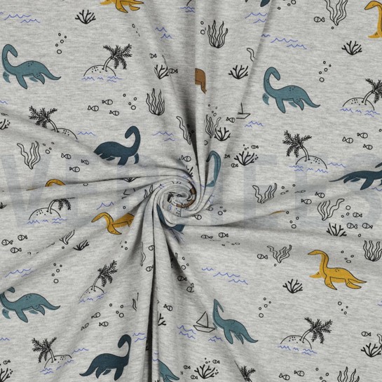 JERSEY MELANGE WATER DINOSAURS LIGHT GREY MELANGE #7