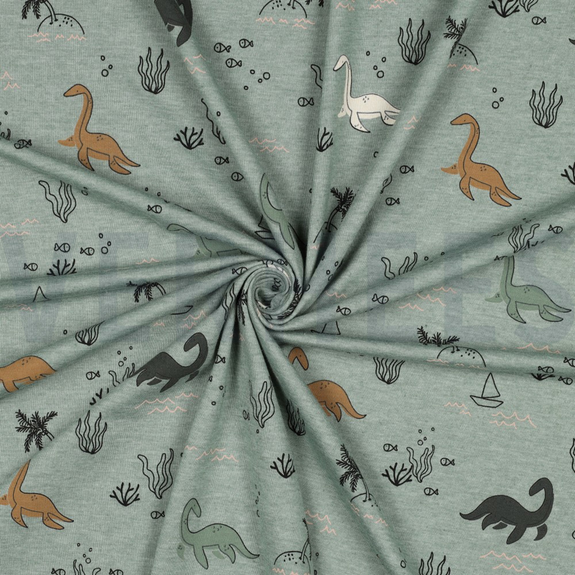 JERSEY MELANGE WATER DINOSAURS DARK MINT MELANGE (high resolution) #3