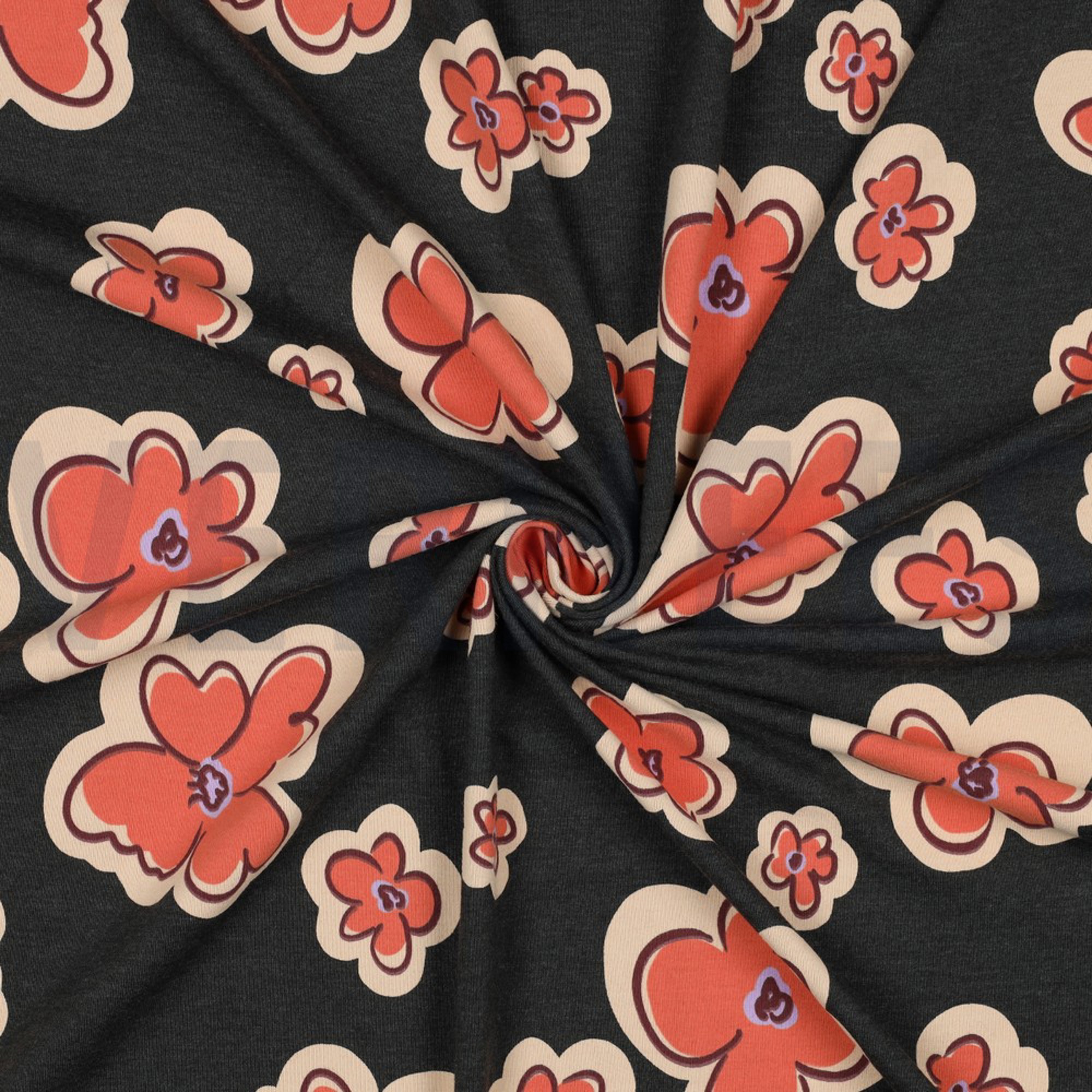 JERSEY MELANGE FLOWERS ANTHRACITE MELANGE (high resolution) #3