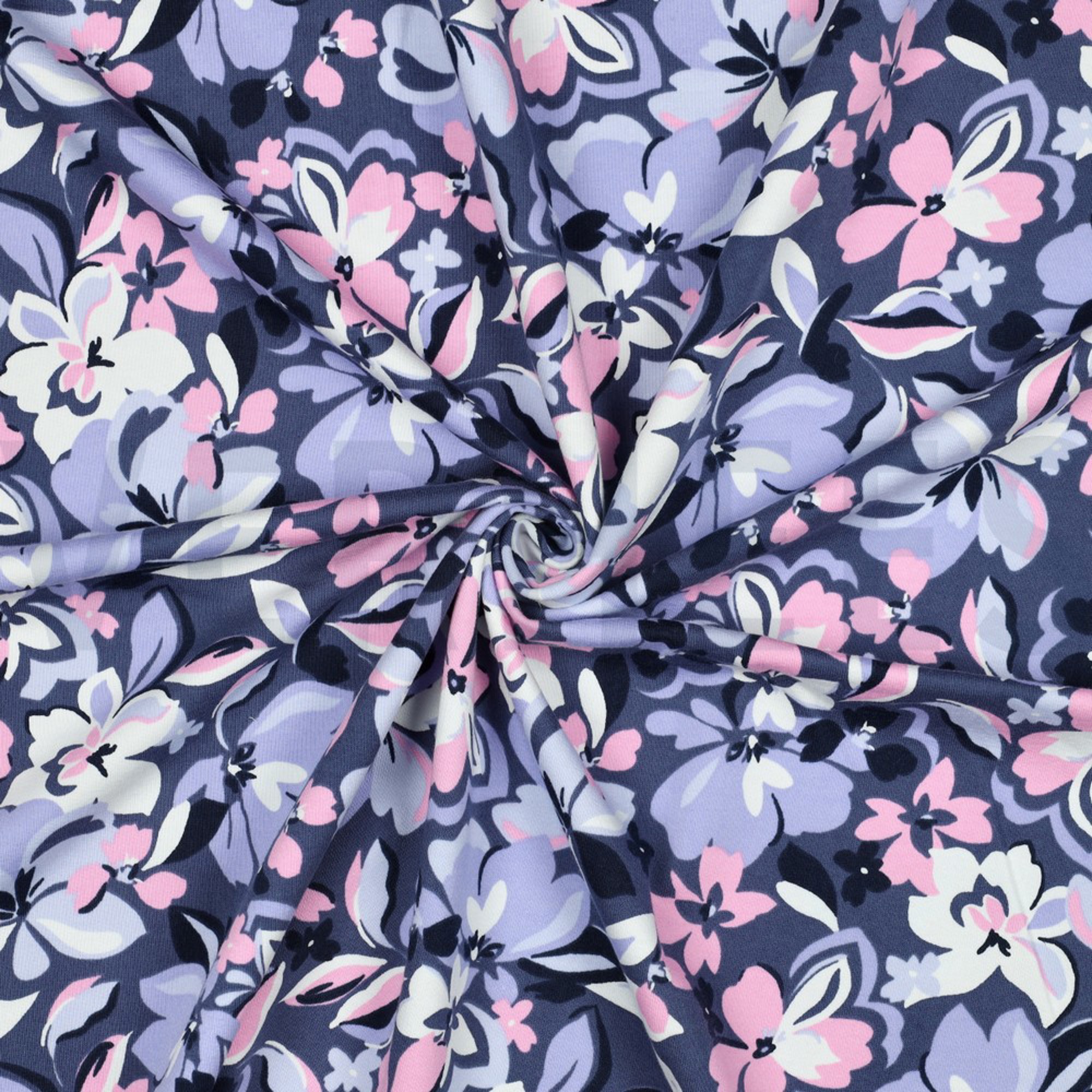 FRENCH TERRY FLOWERS BLUE / PINK (high resolution) #3