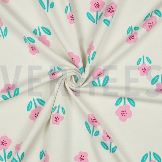 FRENCH TERRY FLEURS BLANC CASSÉ #7