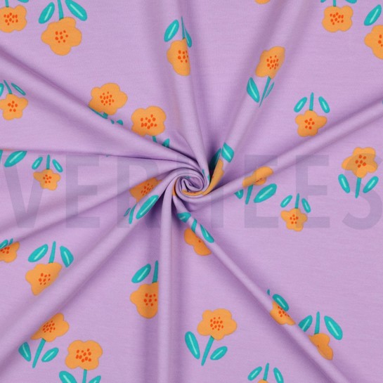 FRENCH TERRY FLOWERS LAVENDER #7