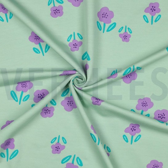FRENCH TERRY FLEURS MENTHE #7