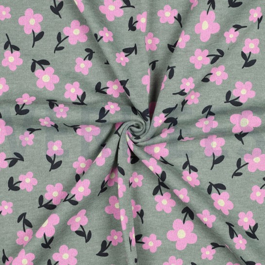 SWEAT MELANGE BLUMEN DUNKEL MINT MELIERT #7