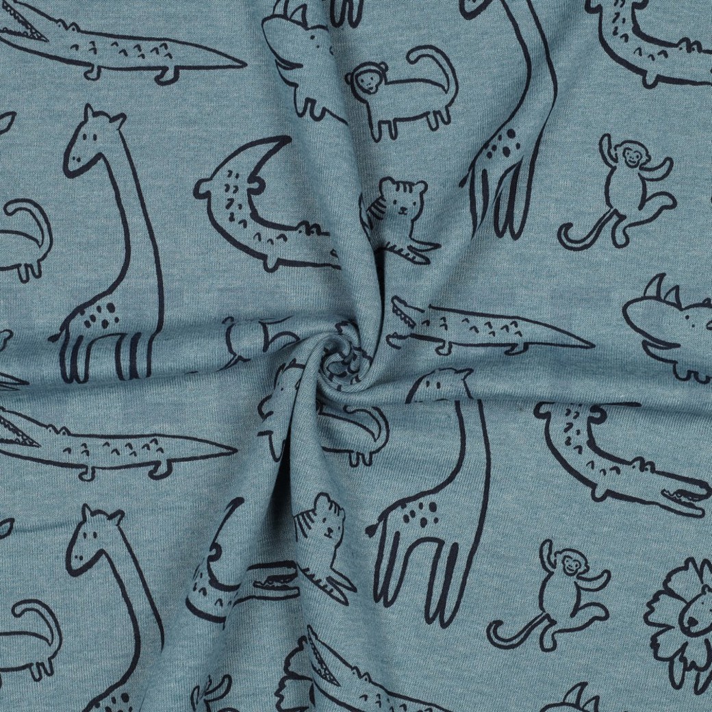 SWEAT MELANGE SAFARI ANIMALS SMOKE BLUE MELANGE #3