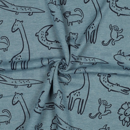 SWEAT MELANGE SAFARI TIERE RAUCHBLAU MELIERT #7