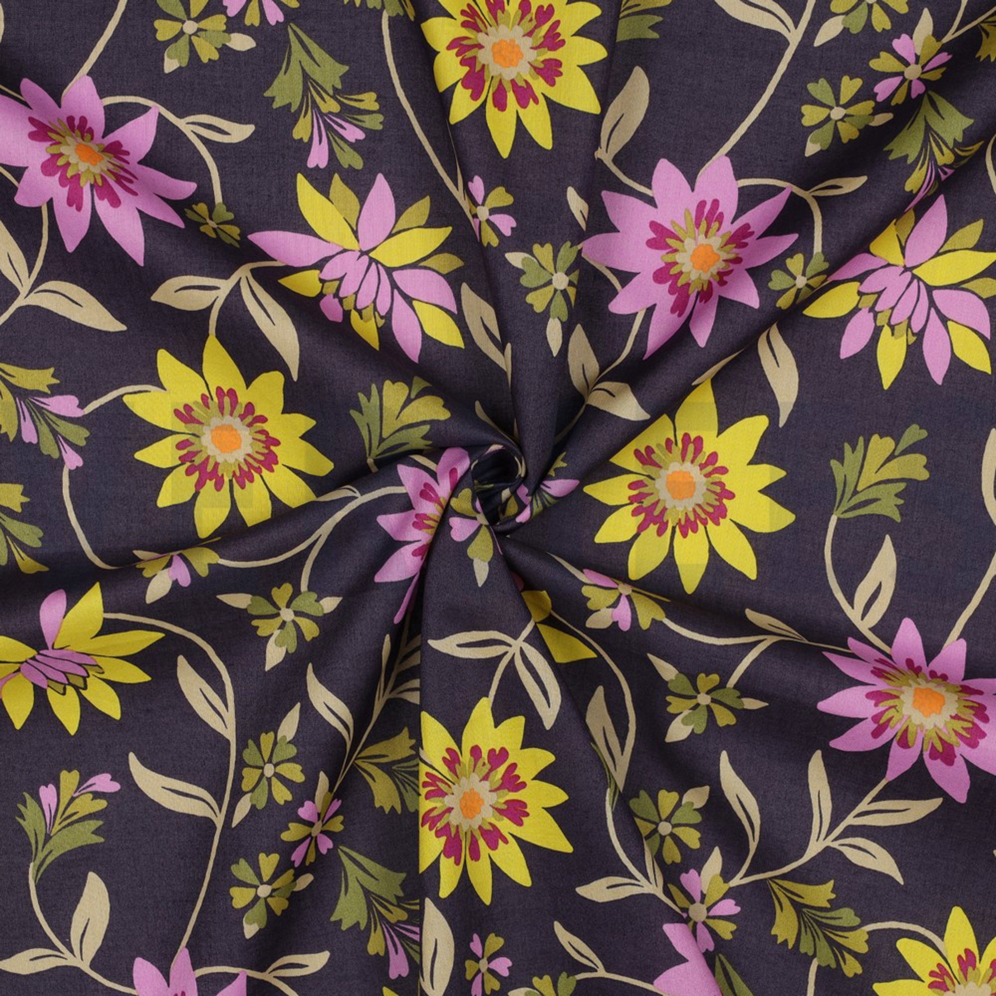 COTTON VOILE FLOWERS DARK PURPLE (high resolution) #3