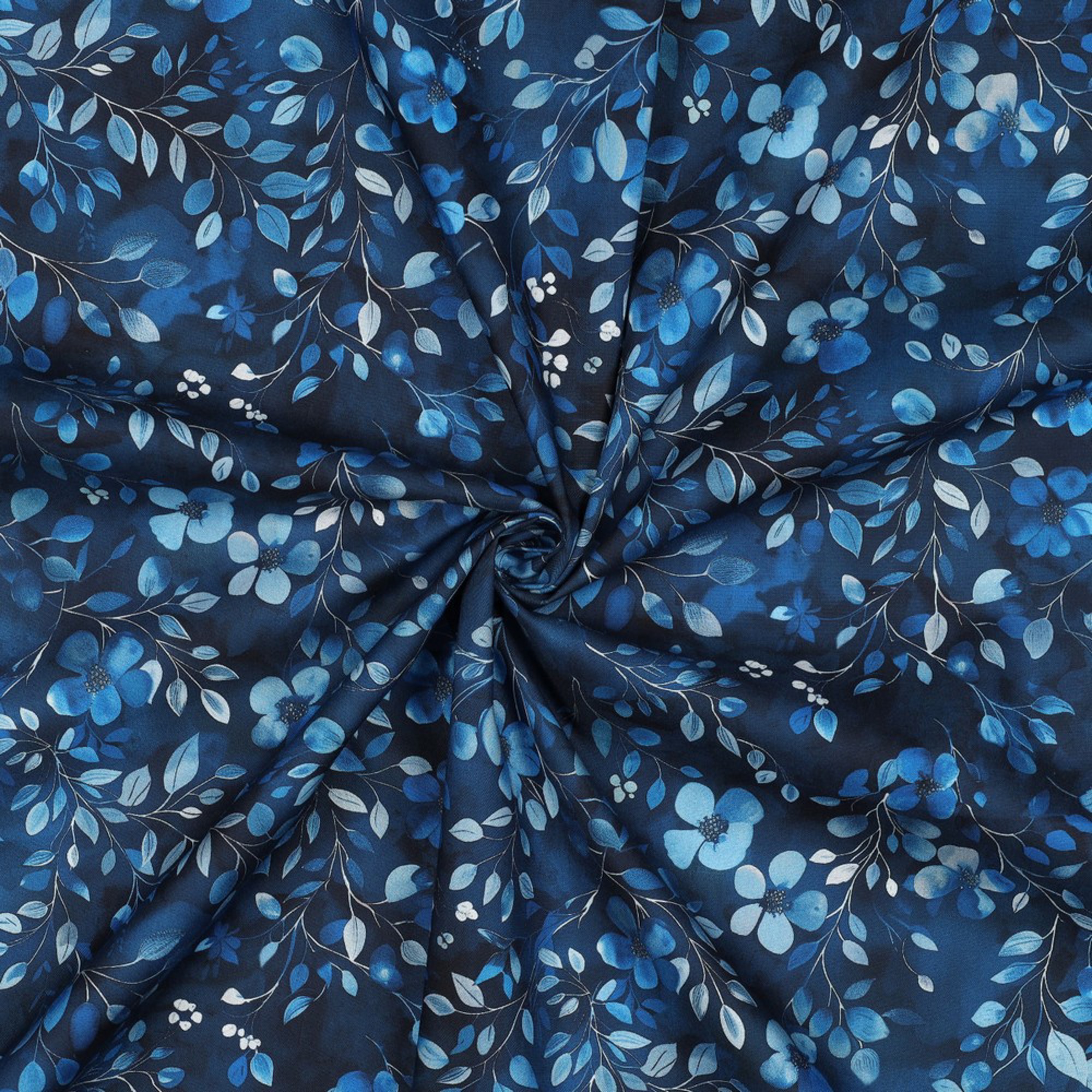 FINE POPLIN DIGITAL LEAVES COBALT (high resolution) #3