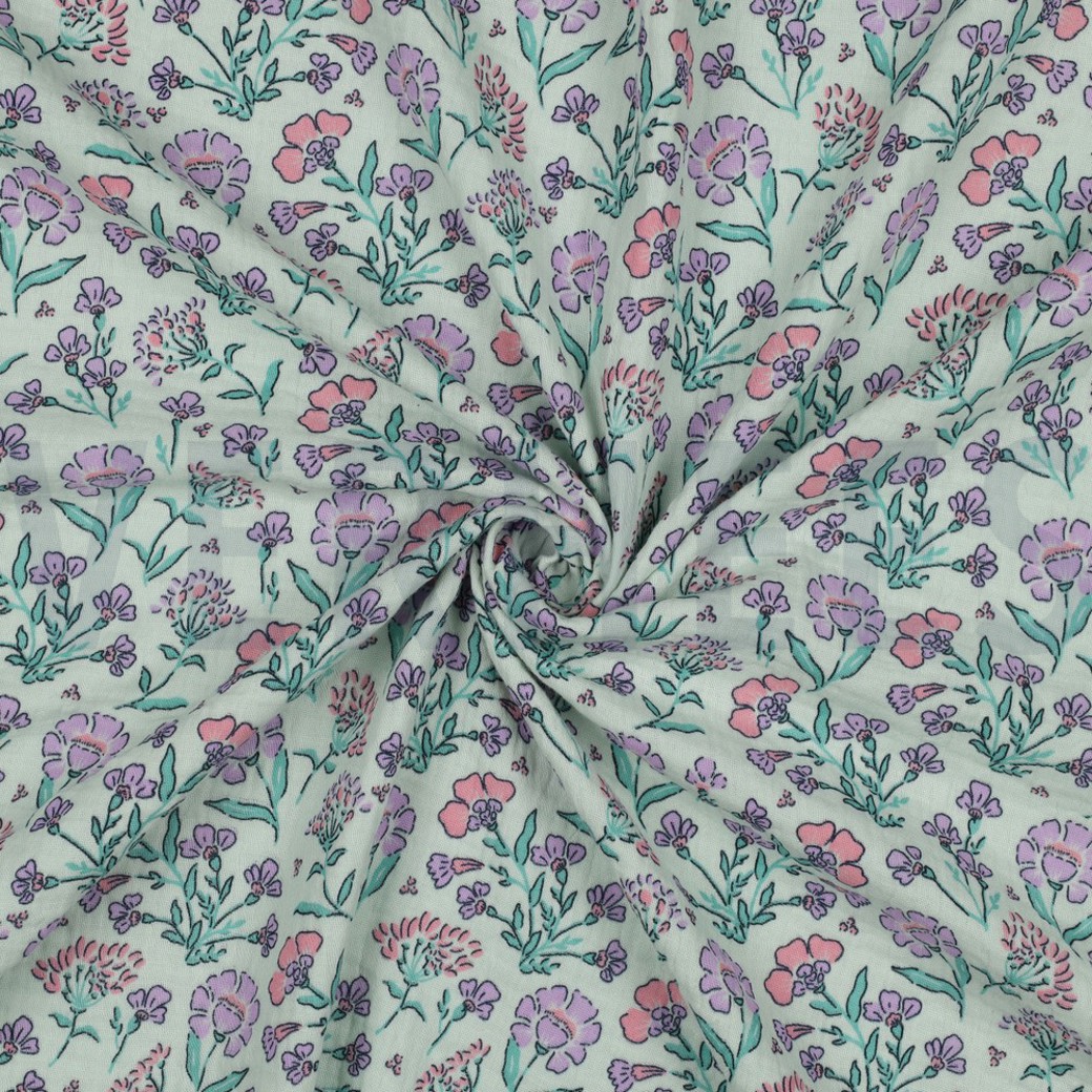 DOUBLE GAUZE FLOWERS MINT #3