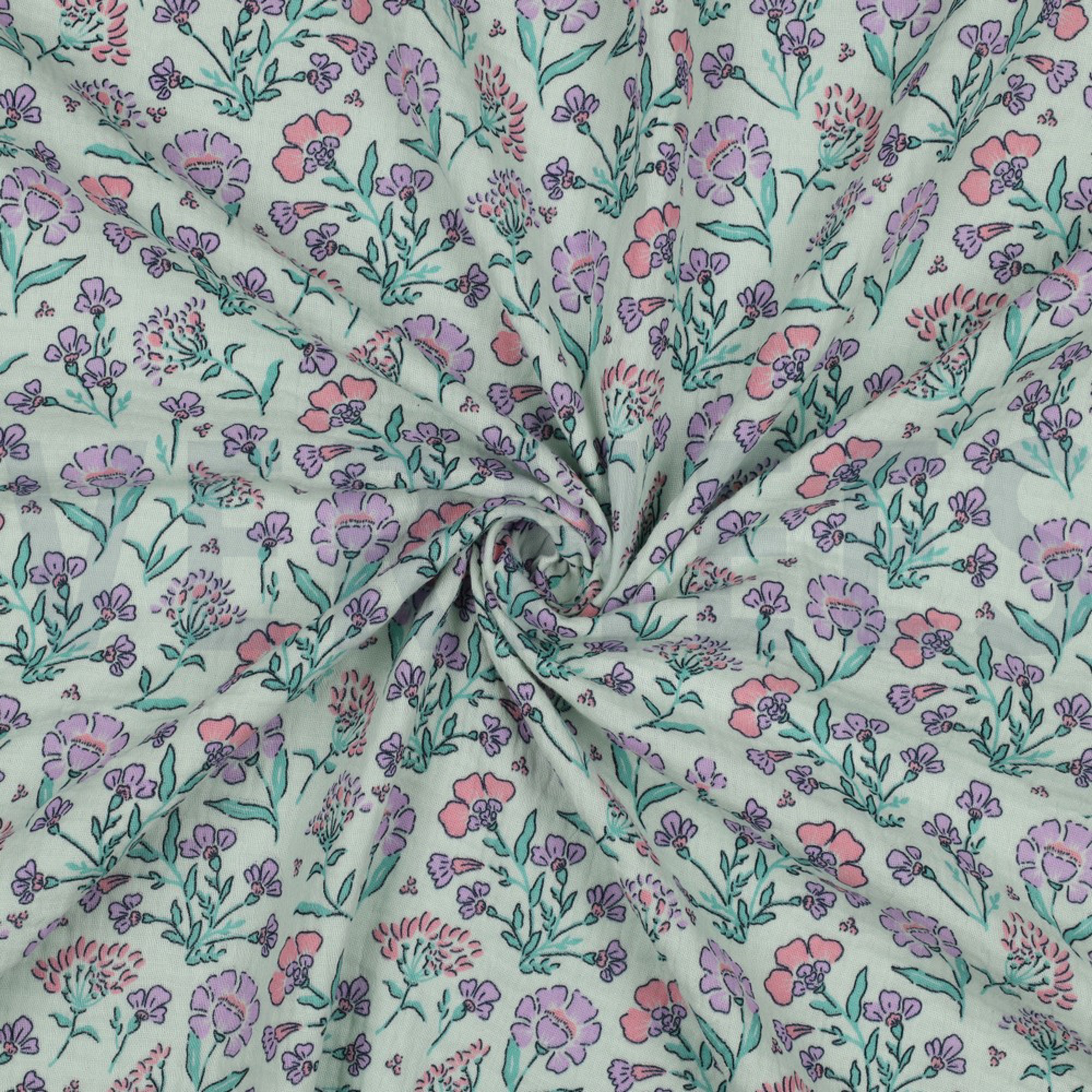 DOUBLE GAUZE FLOWERS MINT (high resolution) #3