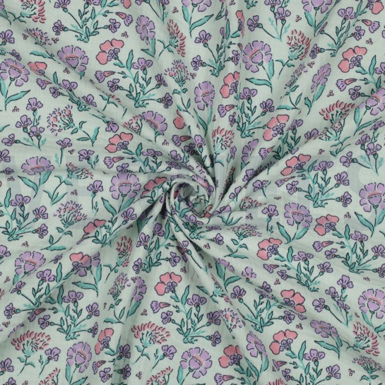 DOUBLE GAUZE BLOEMEN MINT #7