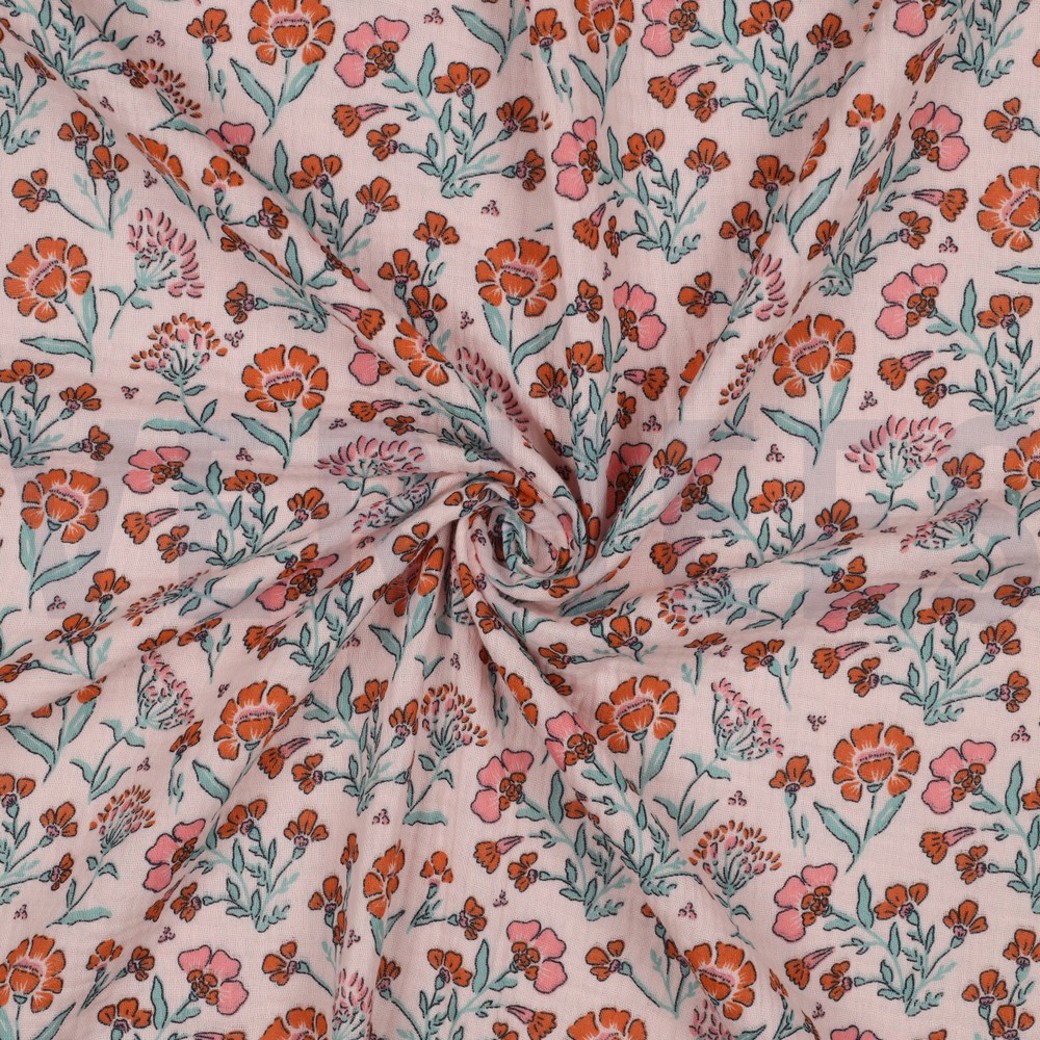 DOUBLE GAUZE FLOWERS LIGHT ROSE #3