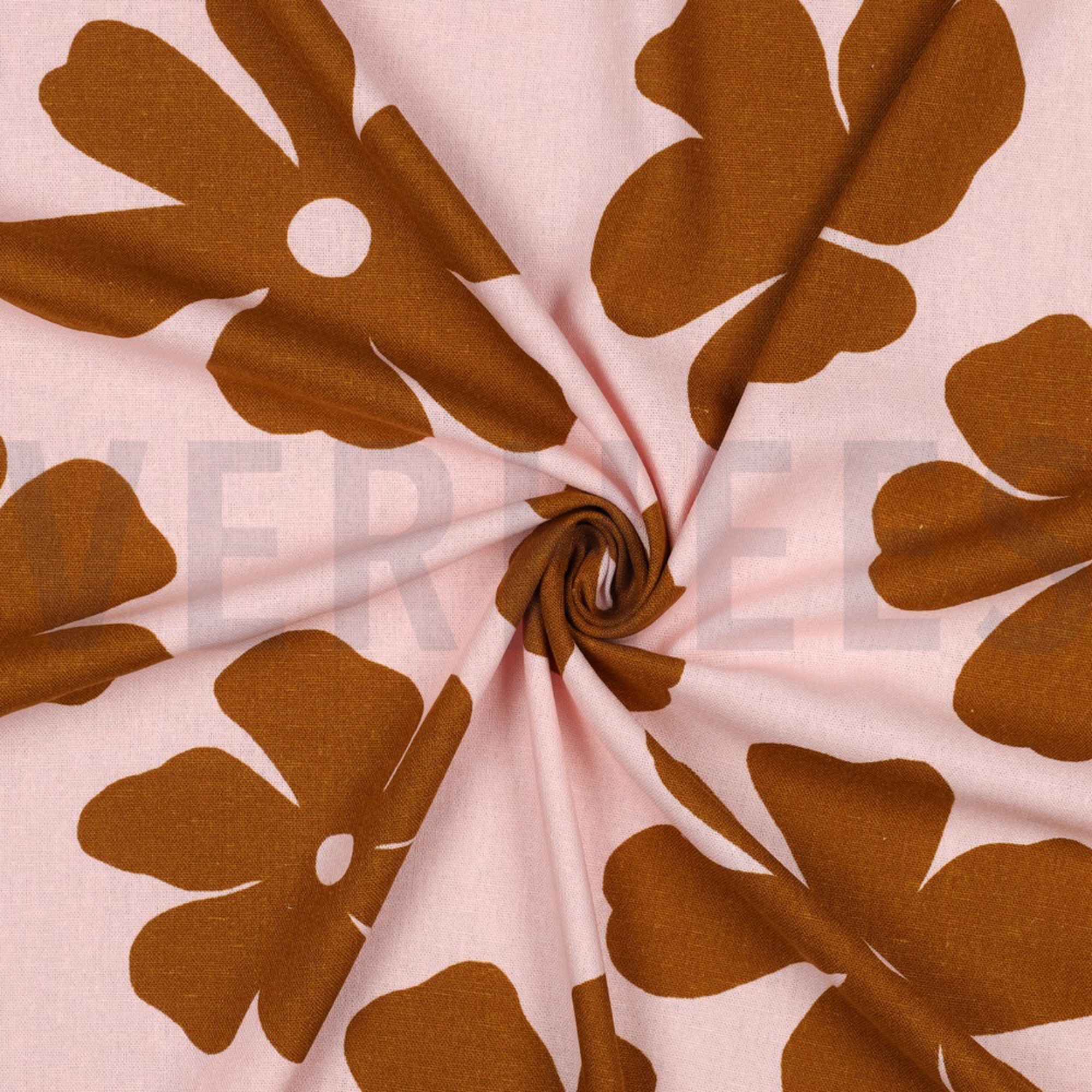 LINEN VISCOSE FLOWERS LIGHT PINK (high resolution) #3