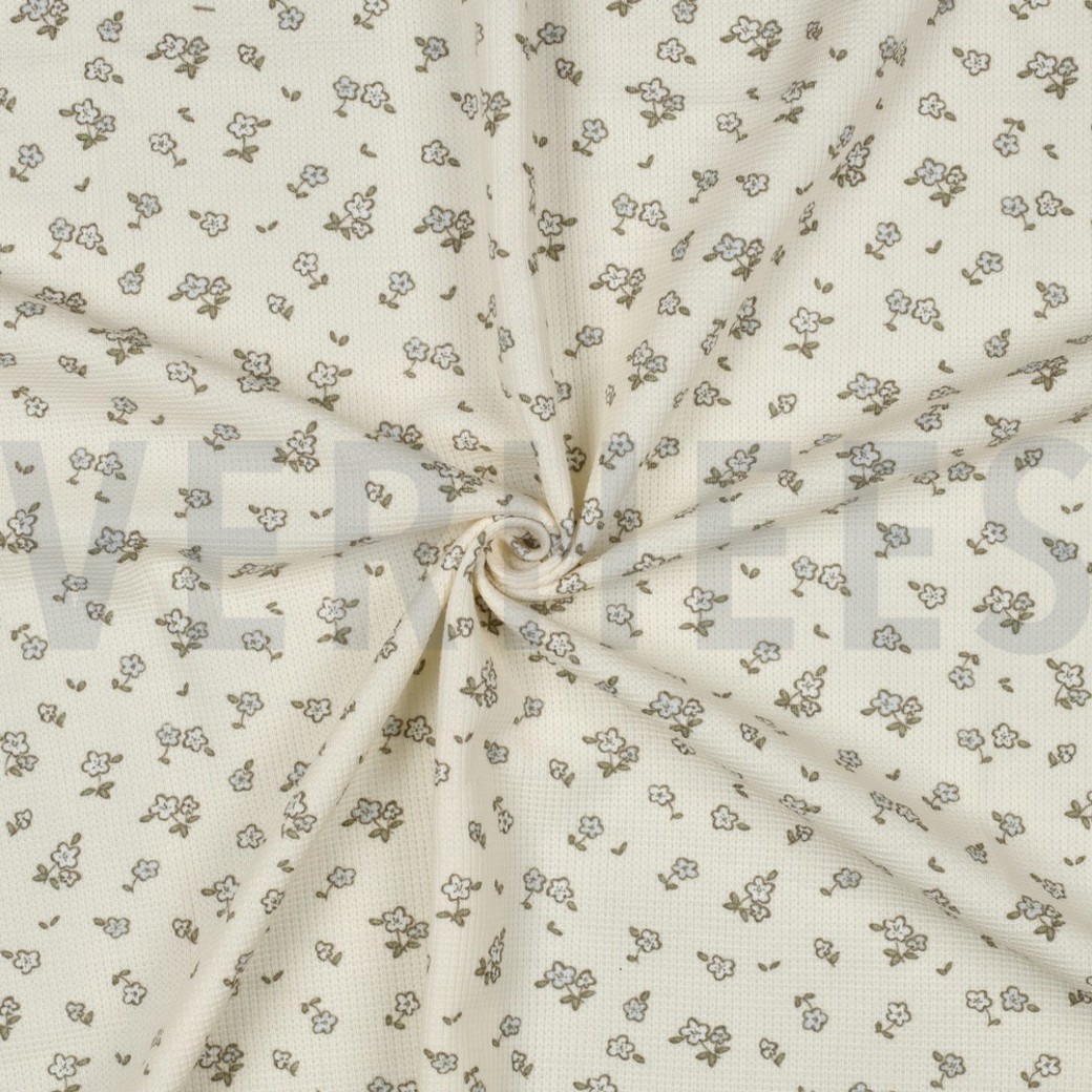 WAFFLE JERSEY FLOWERS ECRU #3