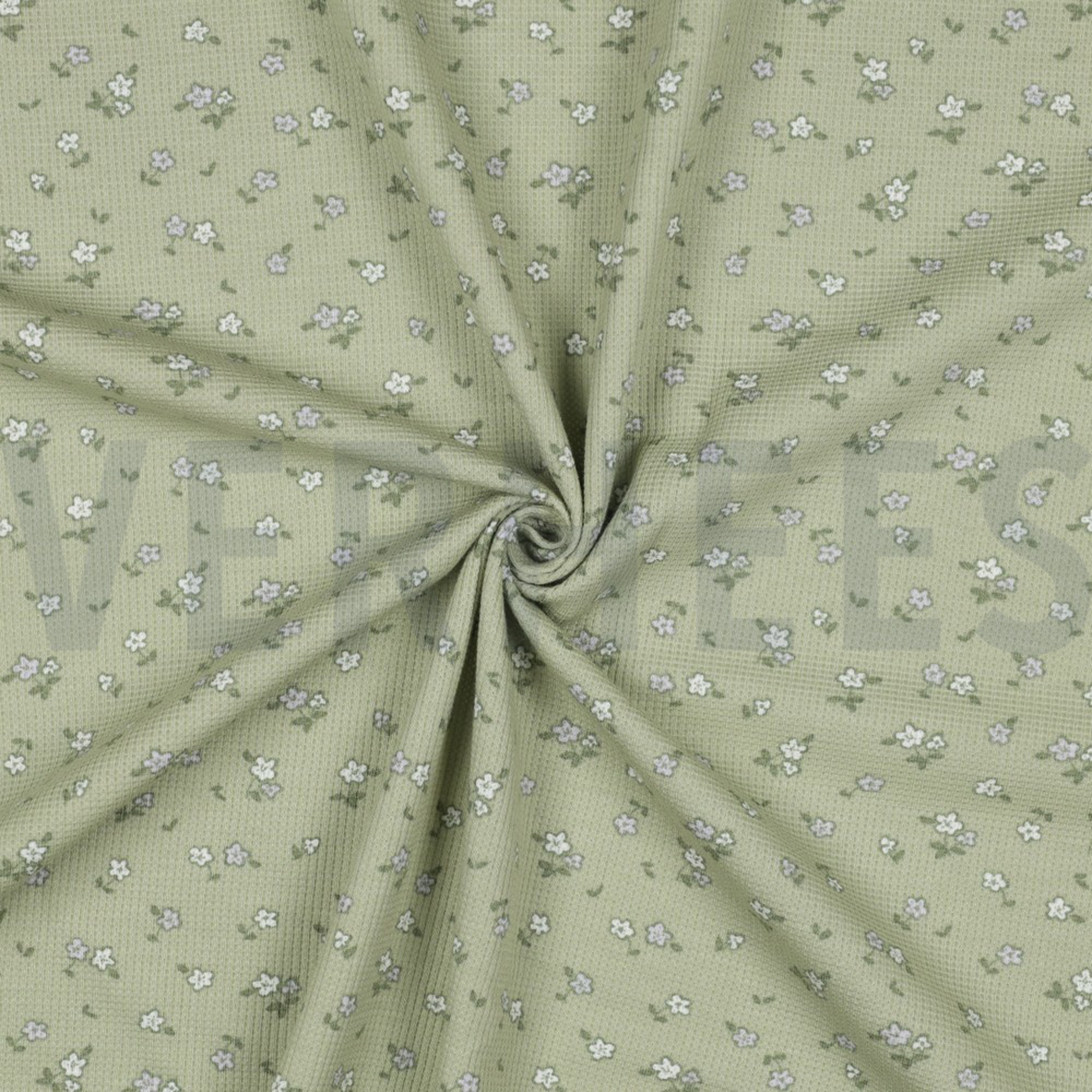 WAFFLE JERSEY FLOWERS SAGE (high resolution) #3