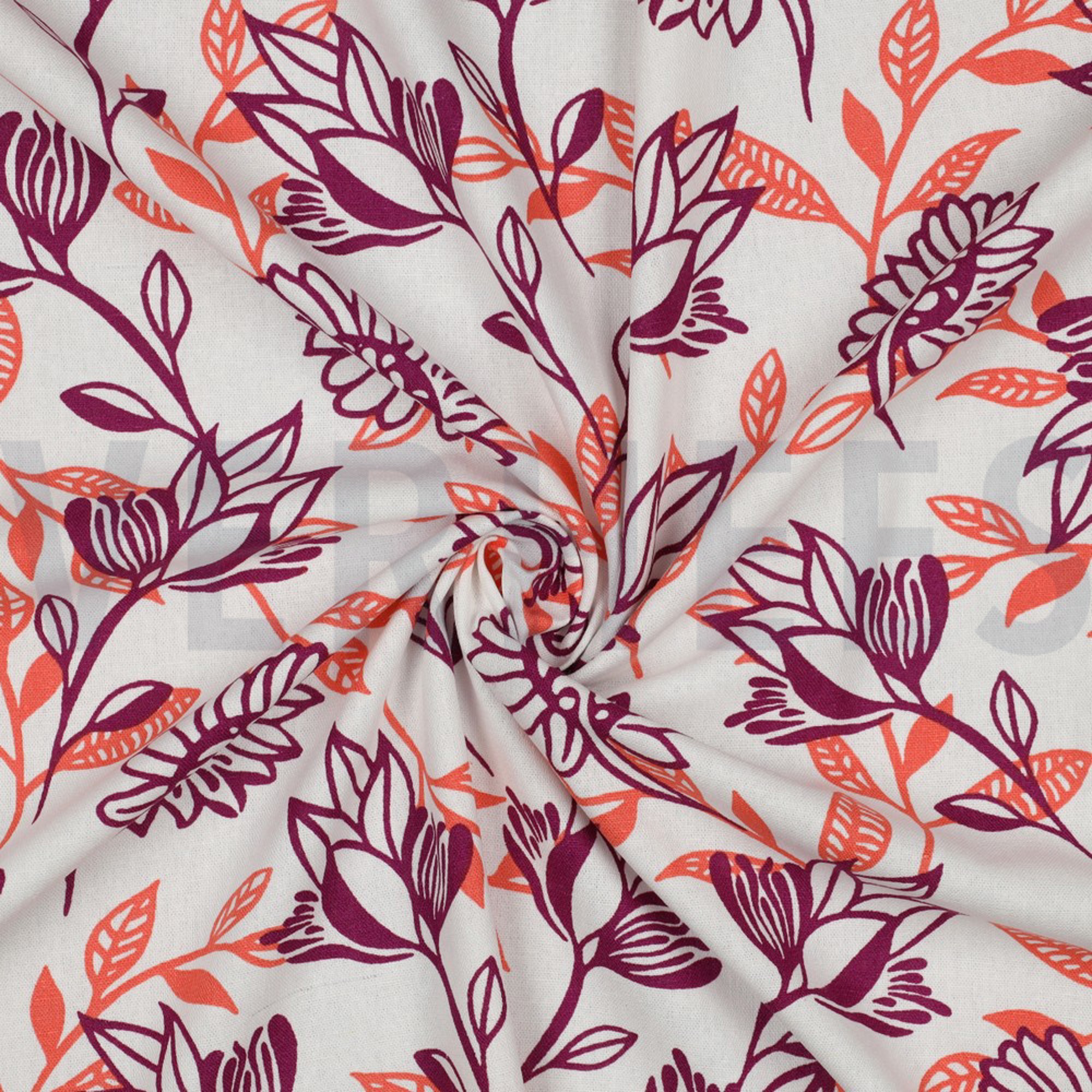 LINEN VISCOSE FLOWERS PURPLE (high resolution) #3