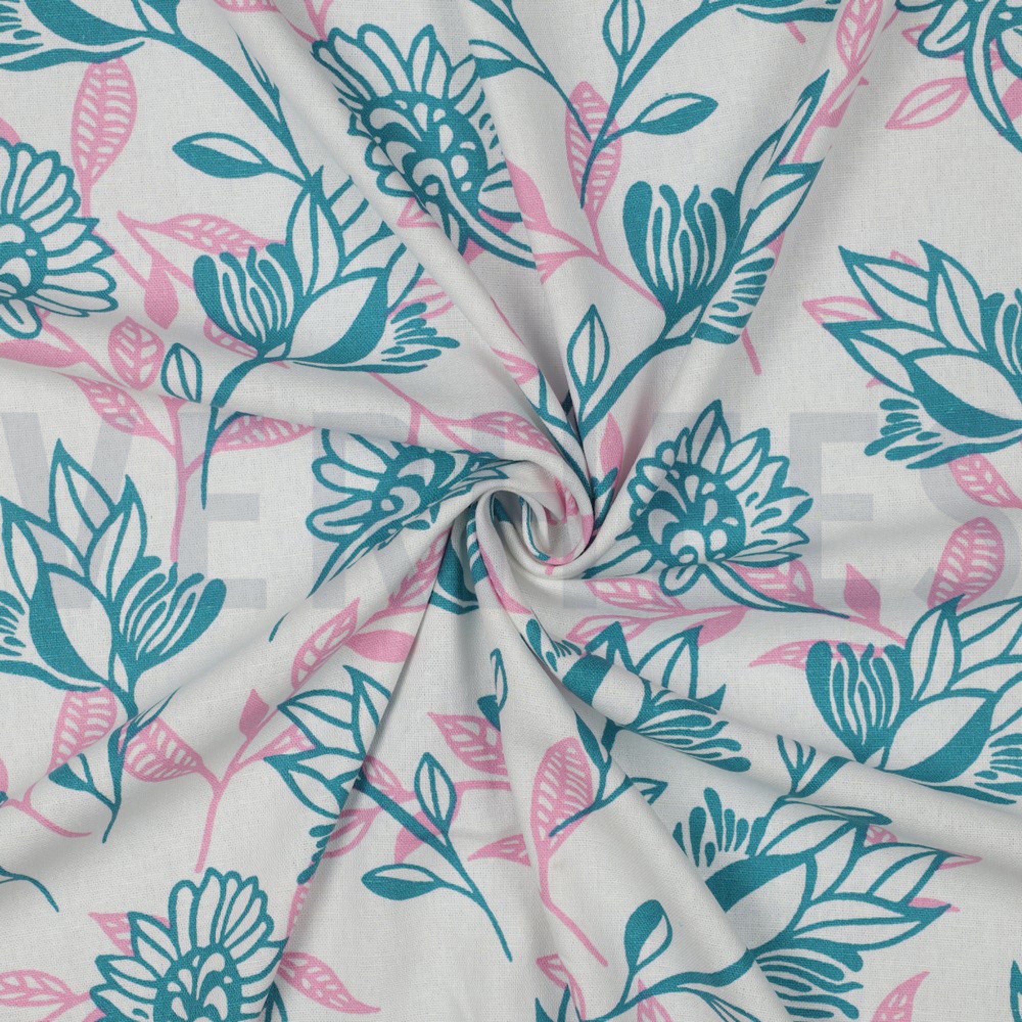 LINEN VISCOSE FLOWERS PINK (high resolution) #3