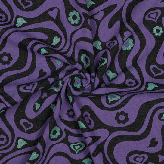 SWEAT MELANGE GLITZER RETRO BLUMEN ANTHRAZIT MELIERT #7