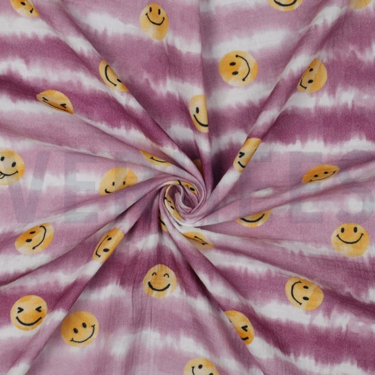 DOUBLE GAUZE DIGITAL HAPPY FACES BLUSH #7