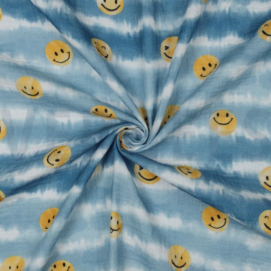 MUSSELIN DIGITAL SMILEYS JEANSBLAU #7