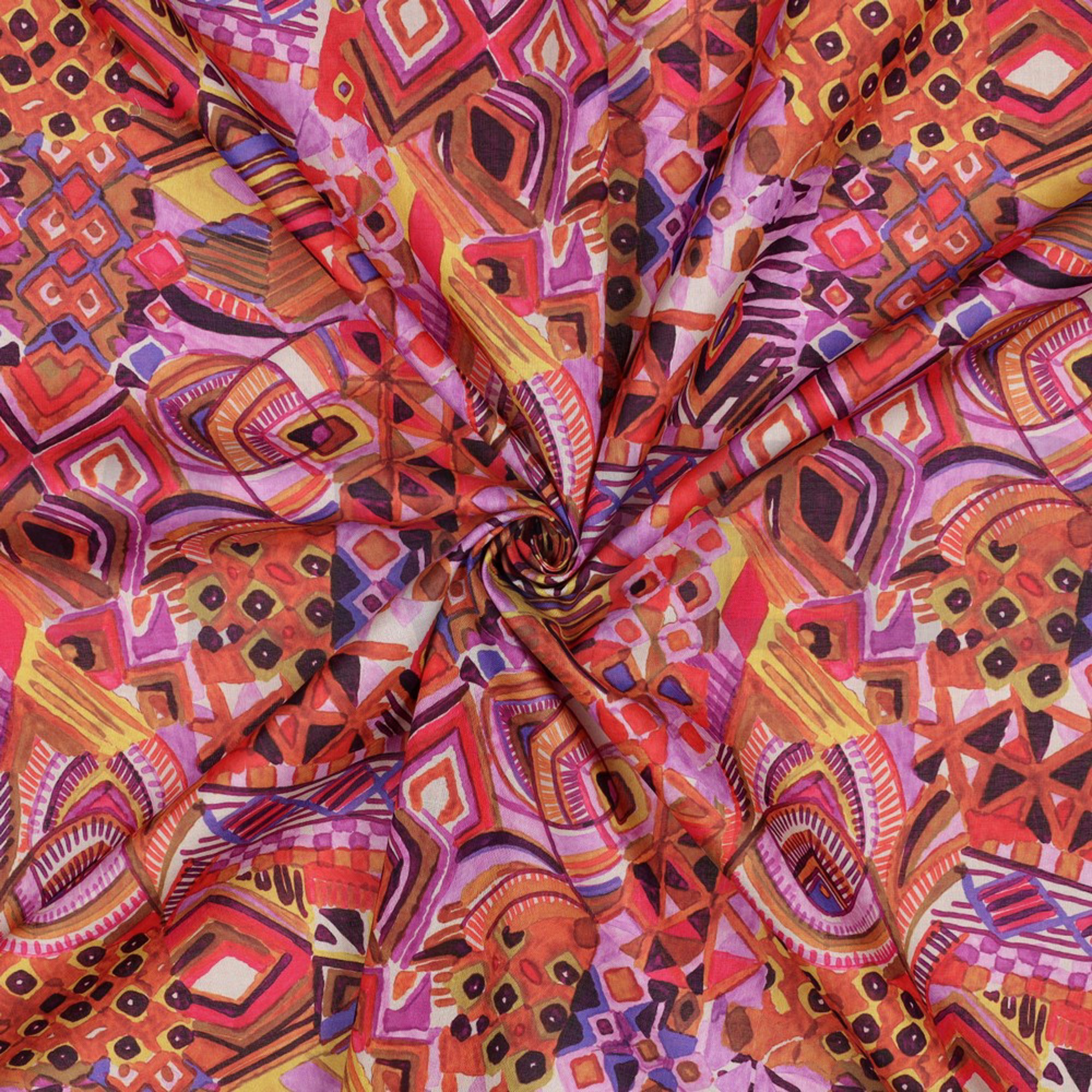 COTTON VOILE DIGITAL ABSTRACT OCHRE (high resolution) #3