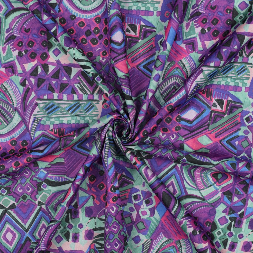 COTTON VOILE DIGITAL ABSTRACT PURPLE #3