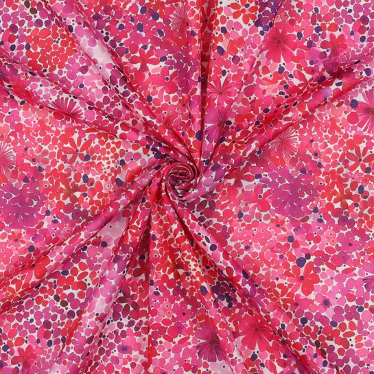 COTTON VOILE DIGITAL FLOWERS PINK #7