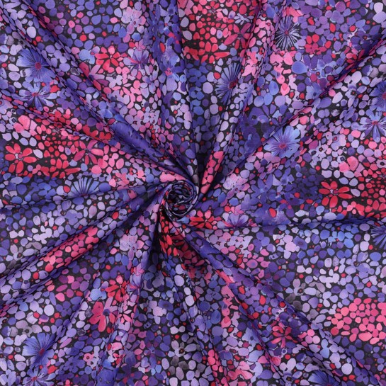 COTON VOILE NUMÉRIQUE FLEURS VIOLET #7